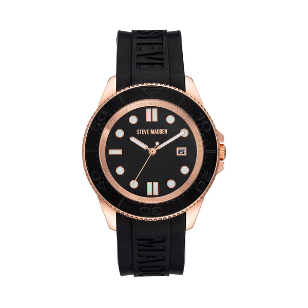 RUBBERIZED ENAMEL CASE WATCH BLACK