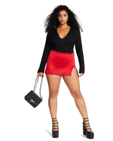 CAMERON SKIRT RED SATIN IMAGE