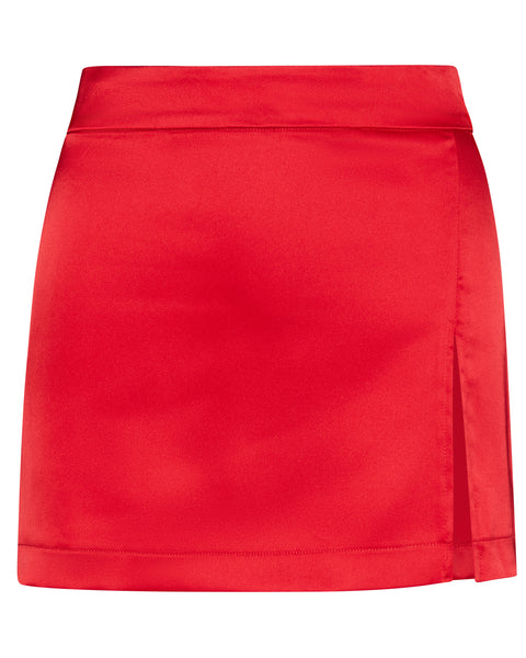 CAMERON SKIRT RED SATIN