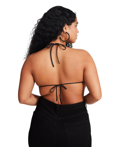 BARELY THERE RHINESTONE HALTER BLACK