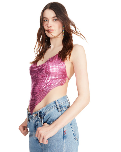 BARELY THERE METAL HALTER TOP PINK