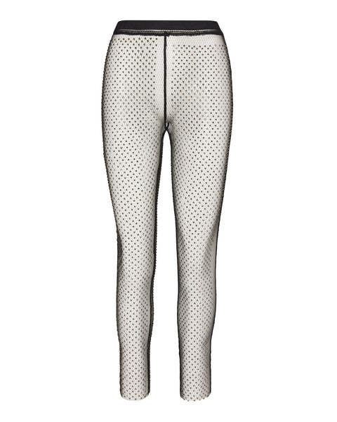 MESH RHINESTONE PANTS BLACK