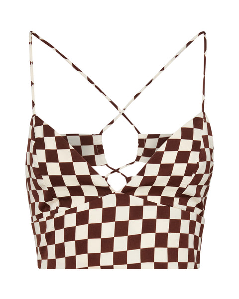 3-PIECE CHECKERED SET BROWN