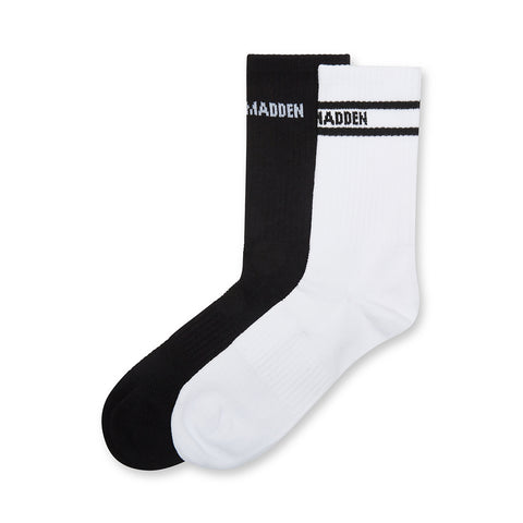 BAND LOGO CREW SOCK WHITE BLACK IMAGE